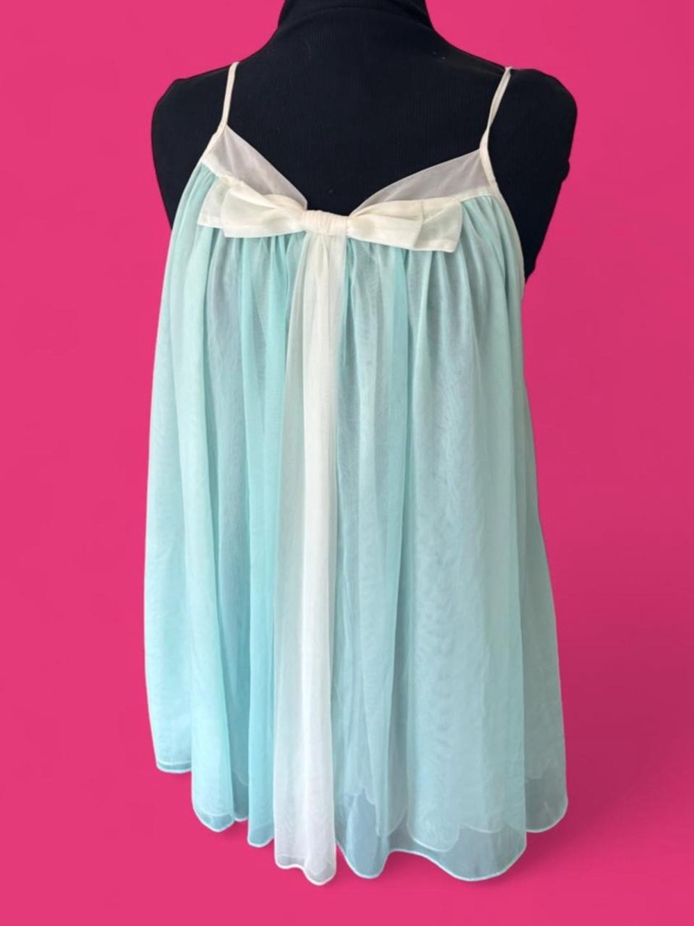 Y2K Betsey Johnson Light Blue Chiffon Bow-Front nightgown
